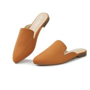 Slip on pointed Mules Tan Flats